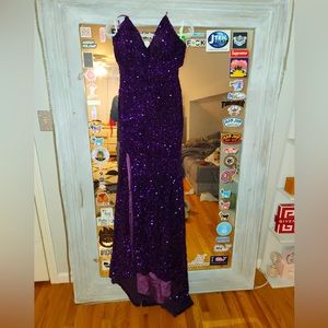 Purple sequin prom dress. Great quality. Worn once